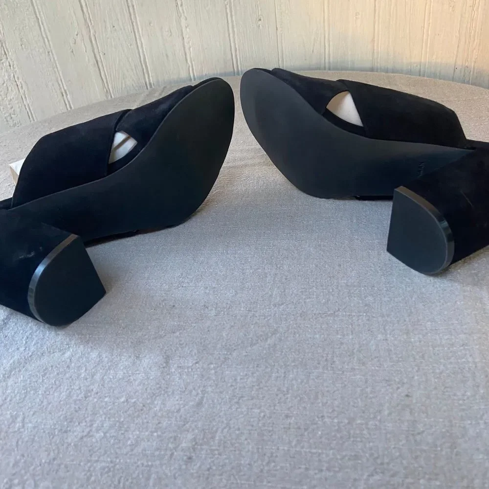 Cole Haan | Gabby Sandals Women's Size 9.5 B Black Suede Open Toe Casual Pump - Picture 11 of 12